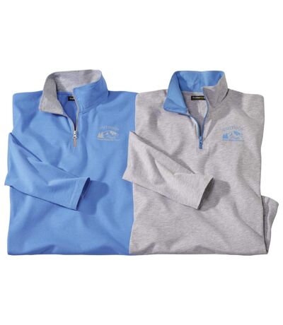 Pack of 2 Men's Half-Zip Sweaters - Blue Grey