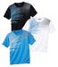 Pack of 3 Men's Palm Print T-Shirts - Black Blue White