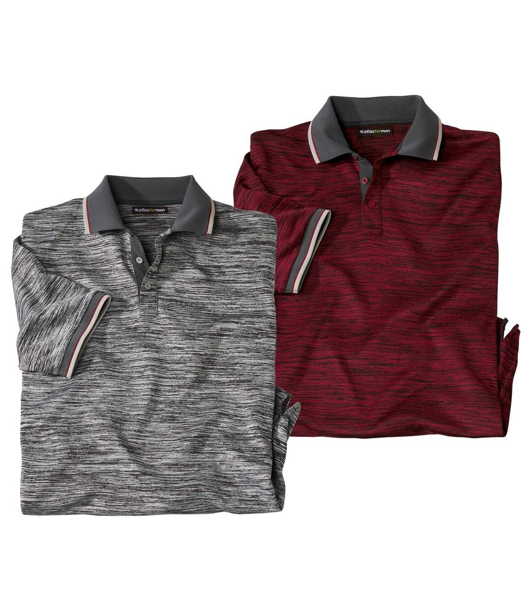 Pack of 2 Men's Casual Polo Shirts - Anthracite Red Atlas For Men