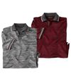 Pack of 2 Men's Casual Polo Shirts - Anthracite Red Atlas For Men