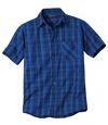 Men's Blue Short Sleeve Checked Shirt Atlas For Men