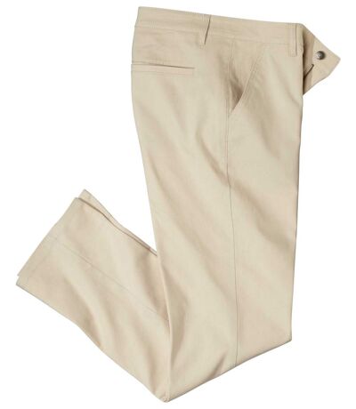 Men's Beige Stretch Chino Trousers