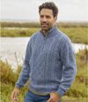 Men's Mottled Blue Cable-Knit Sweater Atlas For Men