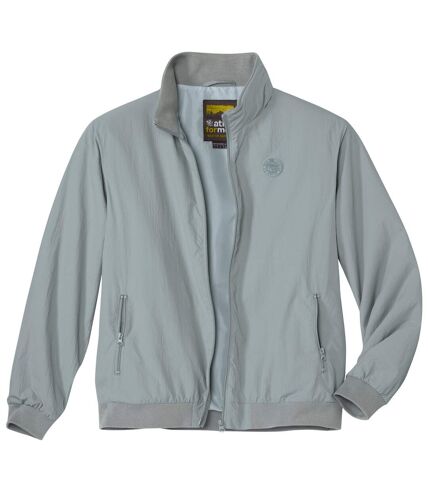 Men's Grey Hooded Windbreaker Jacket - Water-Repellent 