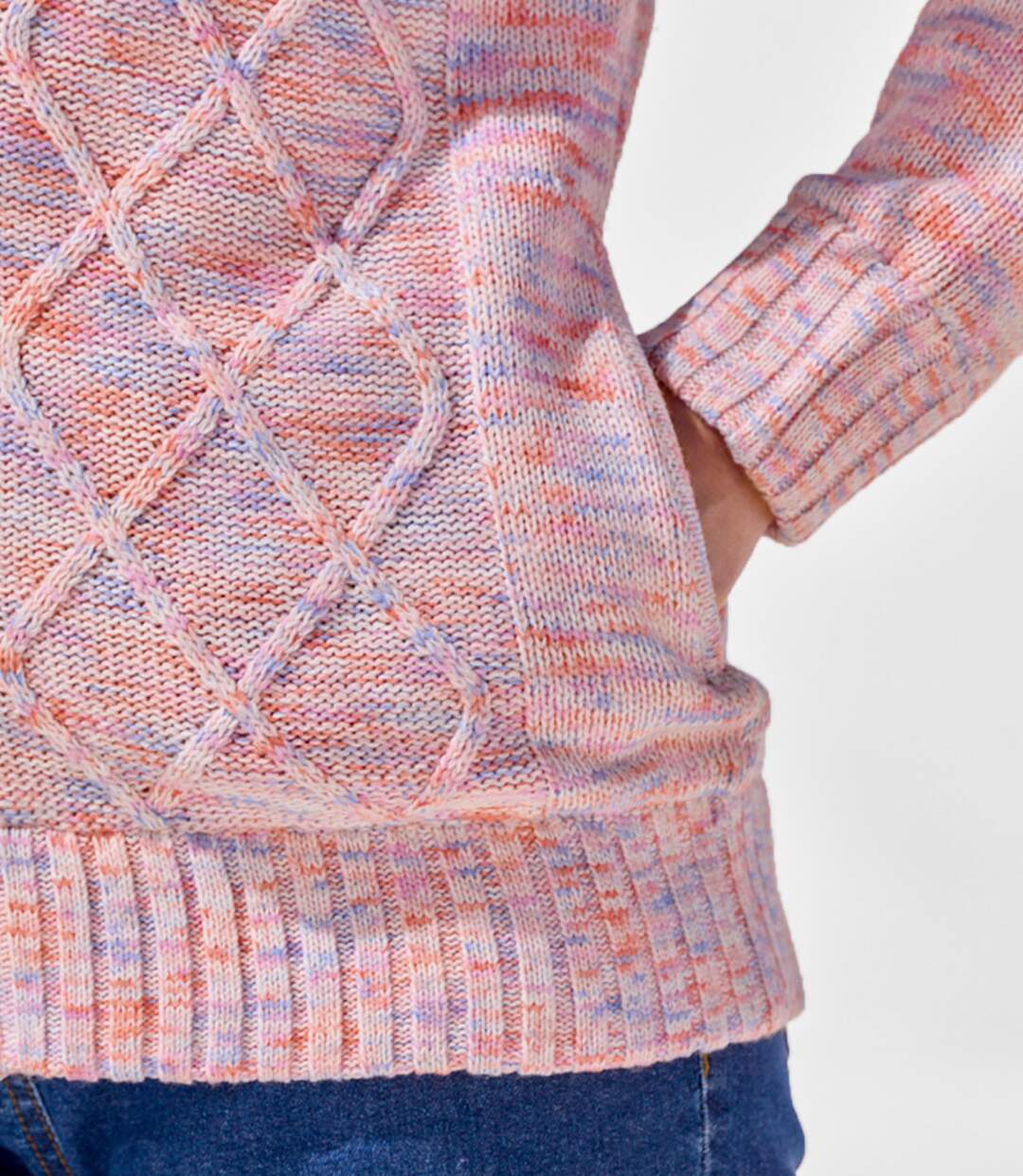 Women's Pink Knitted Jacket-5