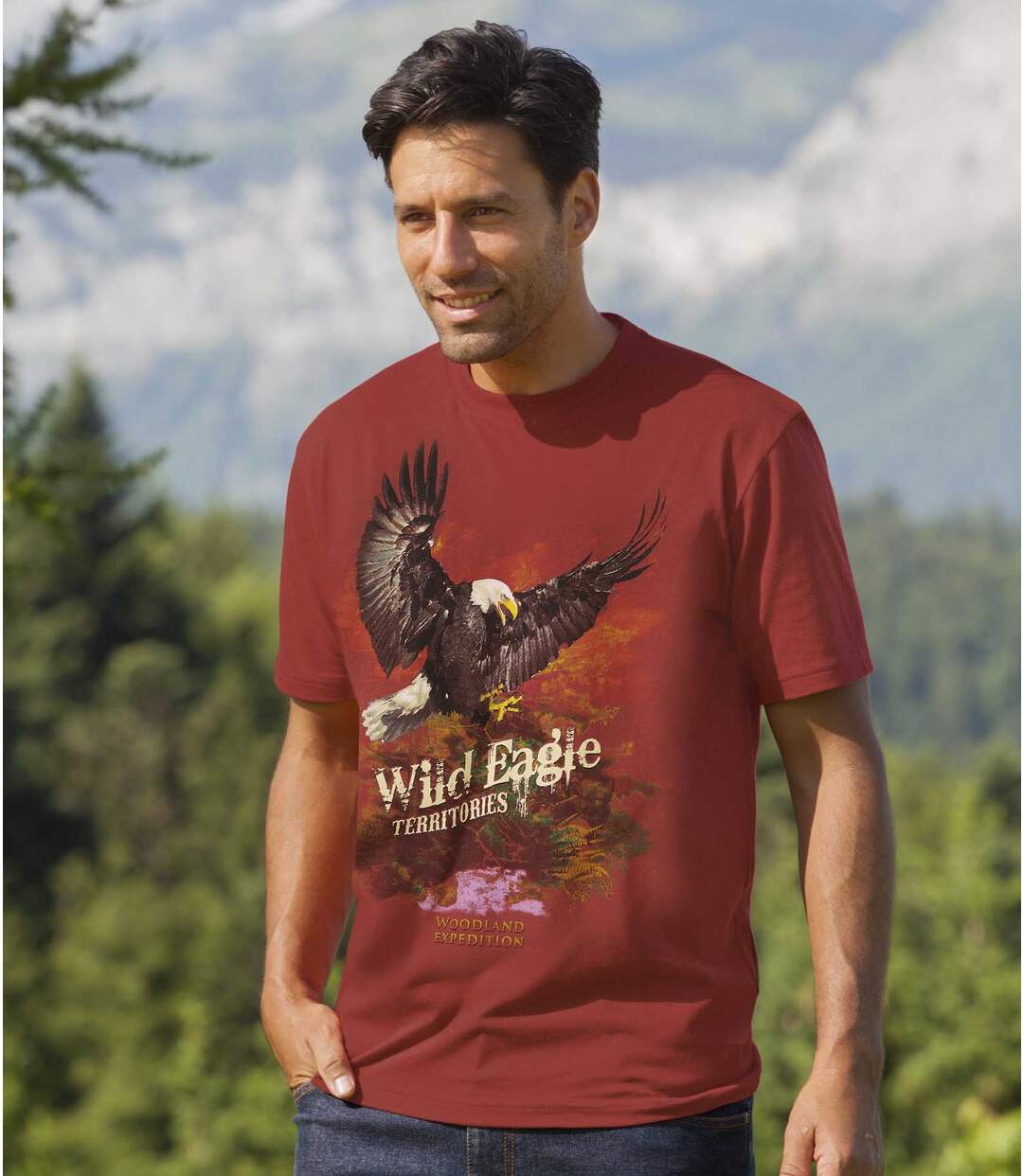 Men's Eagle Print Short Sleeve T-Shirt Atlas For Men