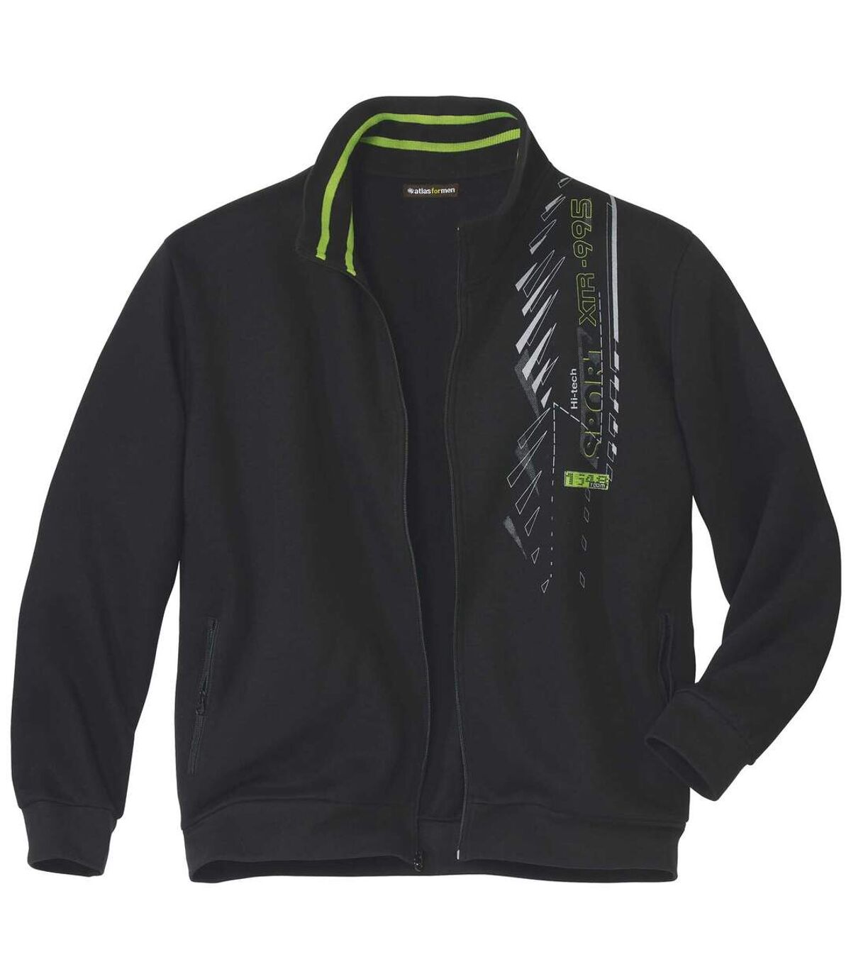 Men's Black Brushed Fleece Sports Jacket - Full Zip Atlas For Men