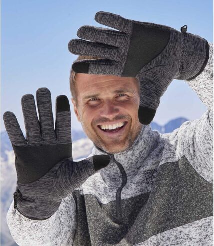 Men's Grey Fleece-Lined Touchscreen Gloves 