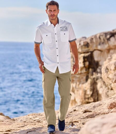 Men's White Pilot-Style Shirt 