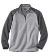 Men's Half Zip Fleece Sweater - Two Tone Mottled Grey Atlas For Men
