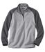 Men's Half Zip Fleece Sweater - Two Tone Mottled Grey
