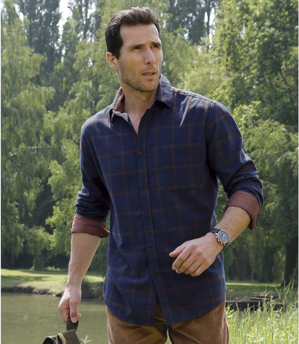 Men's Blue Flannel Checked Shirt Atlas For Men