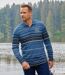 Men's Blue Striped Polo Shirt 