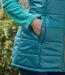 Women's Blue Longline Gilet With Detachable Hood - Water-Repellent