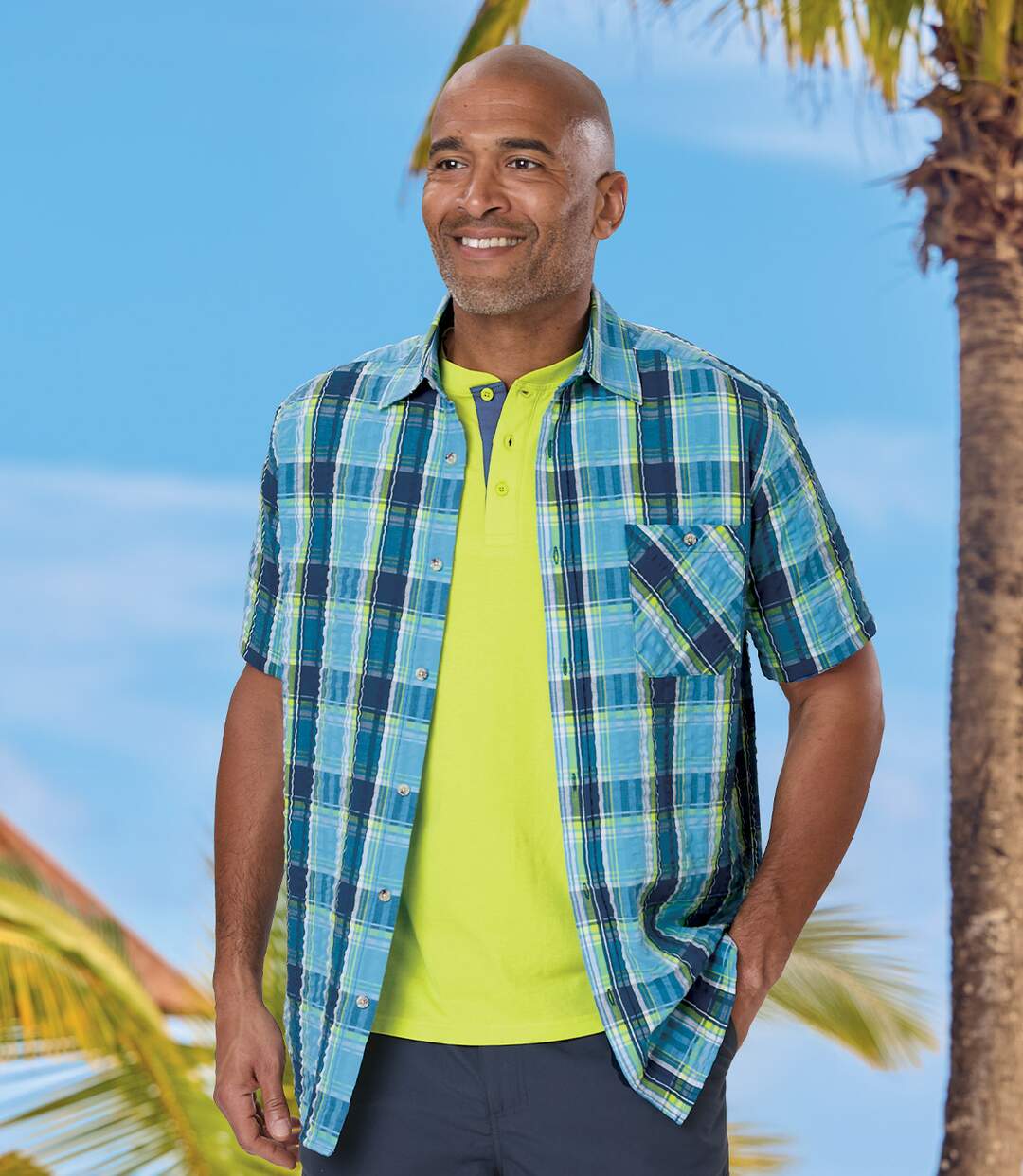 Men's Blue Checked Shirt-2