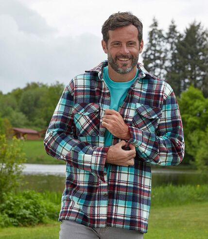 Men's Multicoloured Checked Fleece Overshirt