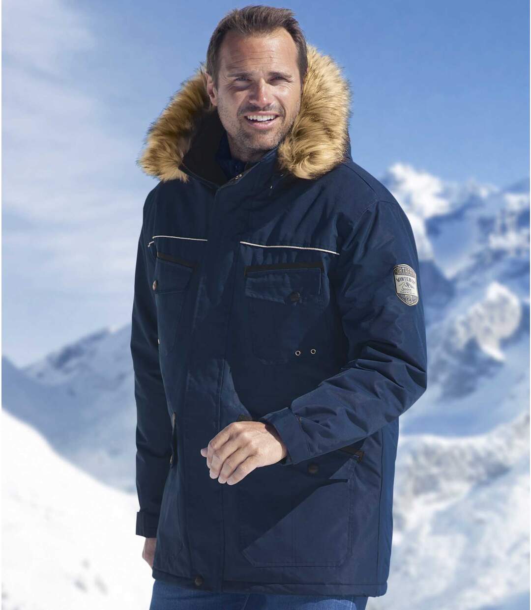 Nagy teljesítményű parka műszőrme kapucnival-2