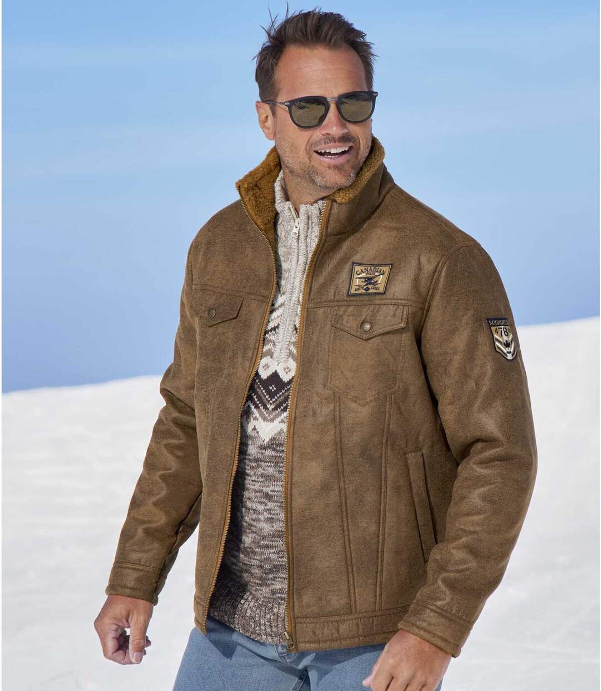 Men's Brown Faux-Suede Jacket  Atlas For Men