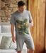 Men's Eagle Print Pajama Short Set - Gray