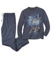 Men's Wolf Print Long Cotton Pajamas Atlas For Men