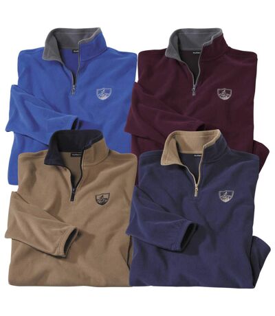 Pack of 4 Men's Zip-Up Microfleece Jumpers