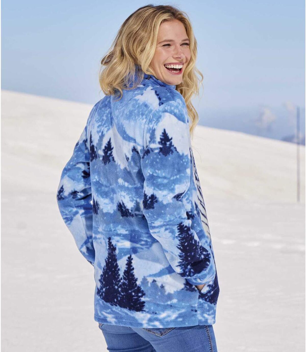 Women's Blue Tiger Print Fleece Jacket  Atlas For Men