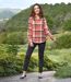 Women's Coral Checked Flannel Shirt