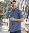 Men's Blue Short-Sleeved Poplin Shirt Atlas For Men
