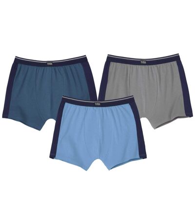 Pack of 3 Men's Sporty Boxer Shorts - Petrol Blue, Blue and Gray