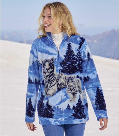 Women's Tiger Print Fleece Jacket