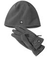Men's Fleece Hat + Gloves Set - Gray Atlas For Men