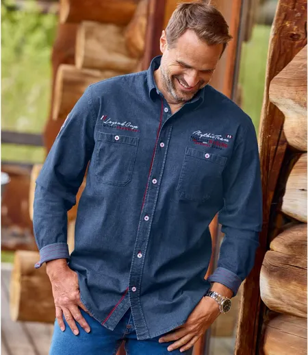 Chemise en Denim Stretch Brodée
