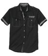 Men's Black Aviator-Style Shirt - Short-Sleeved Atlas For Men