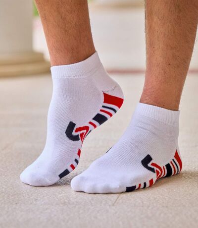 Pack of 4 Pairs of Men's Sneaker Socks - White Black Grey