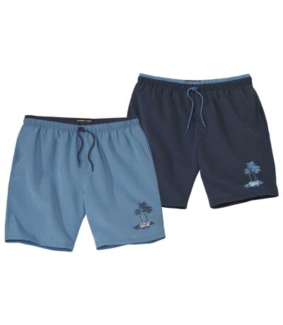 Pack of 2 Men's Summer Swim Shorts - Navy Blue