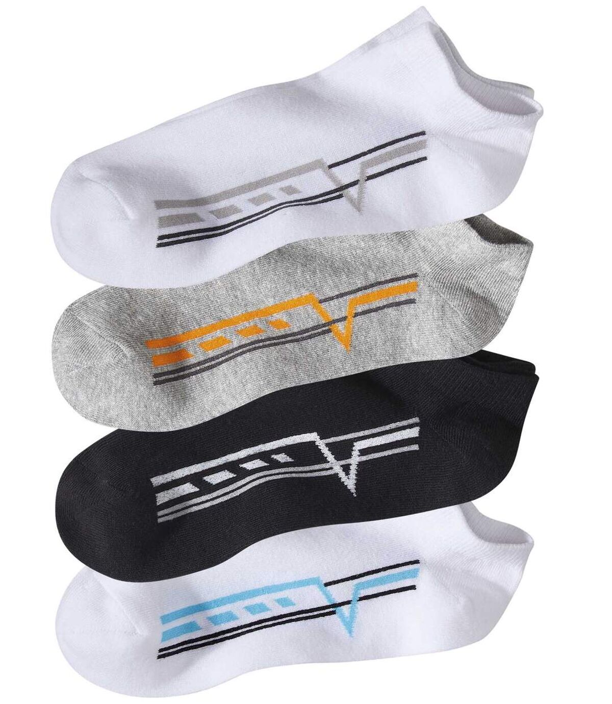Pack of 4 Pairs of Men's Sneaker Socks - White Mottled Gray Black Atlas For Men