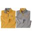 Pack of 2 Men's Zip-Neck Jersey Tops - Grey Yellow