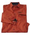 Men's Cotton Poplin Long Sleeve Pilot Shirt - Burnt Orange Atlas For Men