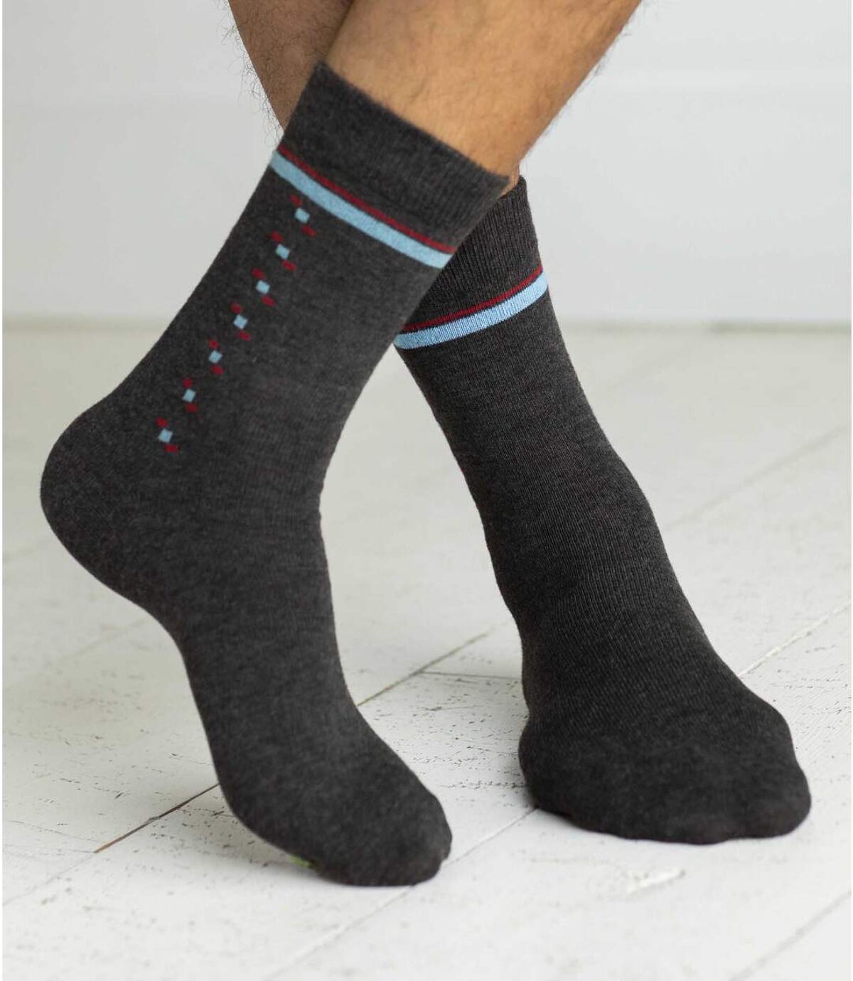 Pack of 4 Pairs of Men's Patterned Socks - Anthracite Light Grey Atlas For Men