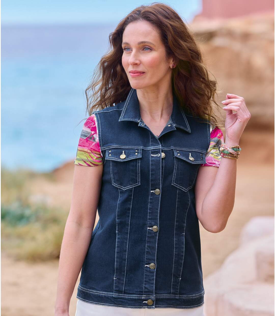 Women s Blue Denim Gilet