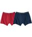 Pack of 2 Men's Navy Red Boxer Shorts 