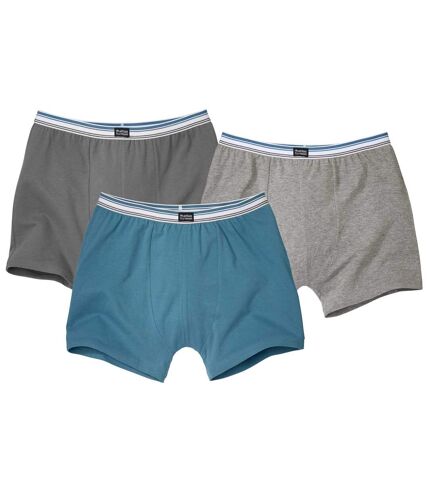 Pack of 3 Men's Stretch Boxer Shorts - Turquoise Grey