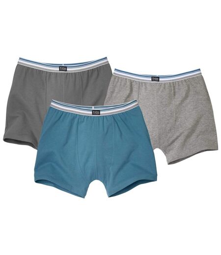 Pack of 3 Men's Stretch Boxer Shorts - Turquoise Grey