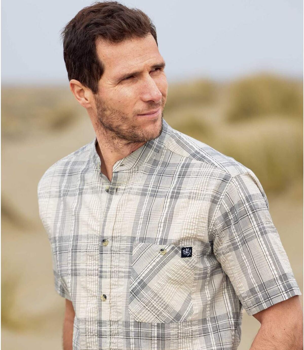 Men's Gray Checked Shirt Atlas For Men