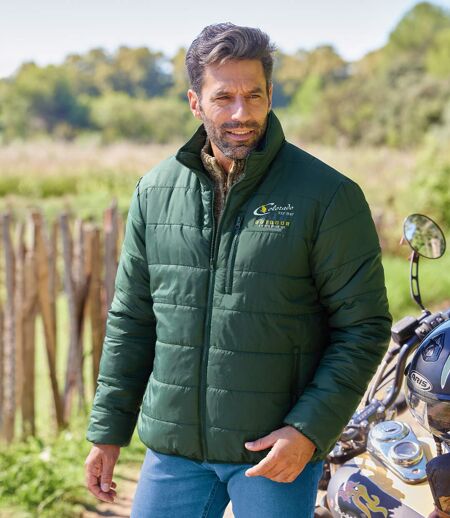 Men's Green Padded Jacket - Water-Repellent