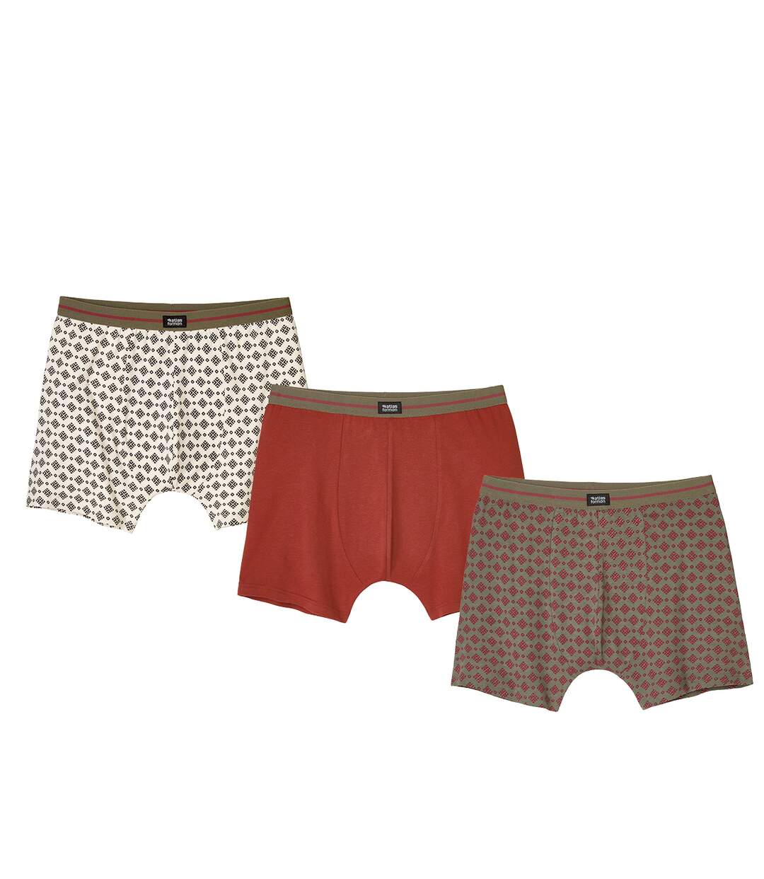 Pack of 3 Men's Comfort Stretch Boxers - Beige Orange Khaki-1