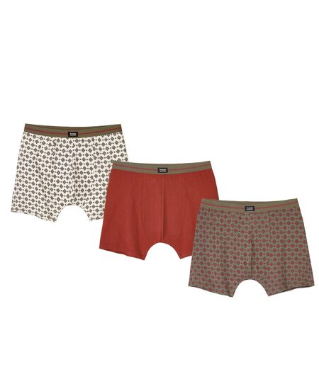 Pack of 3 Men's Comfort Stretch Boxers - Beige Orange Khaki