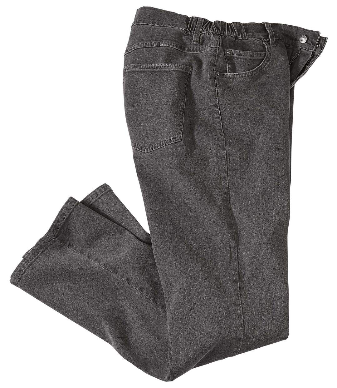 Men's Grey Semi-Elasticated Waist Jeans-1