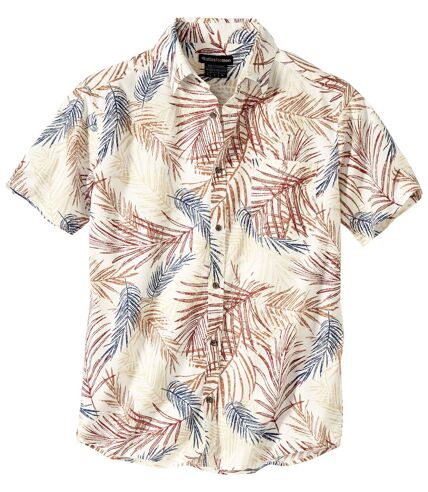 Men's Ecru Palm Print Shirt 