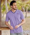 Pack of 3 Men's V-Neck T-Shirts - White Turquoise Purple Atlas For Men